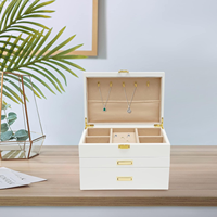 Holzkoffer Geschenkbox Halskette Ring Uhren Organizer Holzschmuckbox Handgefertigt Hochwertige Holzschmuckschatulle Weißlackiert