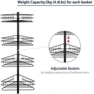 Modern Telescopic Rod Fixed Corner Bathroom Shower Caddies Bath Multi-layer <b>Shelf</b> Storage Combo Organizer <b>Basket</b> for Living Room - Product Image 5