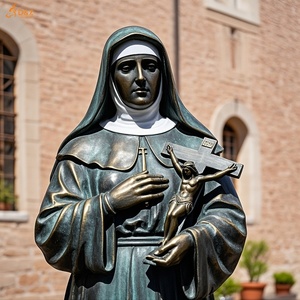 Sstimmate sulla fronte in fusione di ottone che tengono gesico rose incrociate intorno a malattie e ferite patrono santo a grandezza naturale statua in bronzo di St Rita - Product Image 6