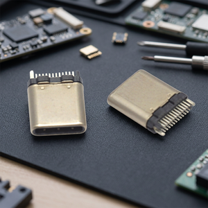 Ariba Technology High-Speed <b>USB</b> 3.1 Type <b>C</b> Male Connector PCB Soldering Gold Contact Finish LCP Housing Vertical Angle Steel - Product Image 3