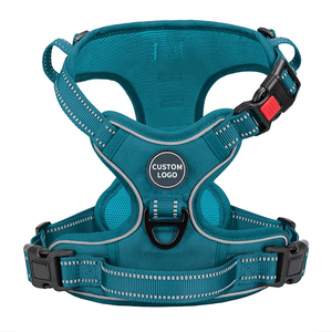 プルドッグハーネスなしチョークなしフロントリードドッグリフレクティブハーネス調節可能なソフトパッド入りペットベスト、簡単なコントロールハンドル付き - Product Image 1