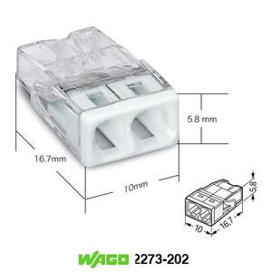 PUSH WIRE Connecteur Conducteur 2 Broches Bornier Connexion Rapide 450V 24A Wagos 2273-202 Convient aux Fils Mono-Brin 2.5mm - Product Image 4