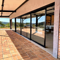 Porte de garage coulissante en aluminium résistante aux ouragans, double vitrage trempé NFRC, noir minimaliste, appartement USA