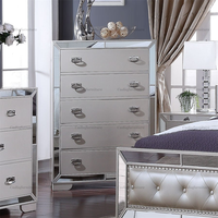 Mobilier de Chambre Américain Dernier Cri, Lit avec Miroir Taille King, Ensemble de Chambre à Coucher Miroitée pour la Maison