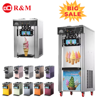Machine à glace molle commerciale professionnelle pour 1 ou 3 saveurs, crème glacée, sorbet, glace artisanale