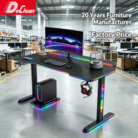 Escritorio Gaming RGB de 1.6m, Mesa para Computadora de Fibra de Carbono, Estación de Trabajo para PC con Patas LED Retroiluminadas