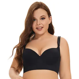 Luminoso ropa interior sin costuras anillo de acero profundo V pequeño pecho push up pecho sosteniendo belleza espalda sujetador ajustable sujetador 8 pecho