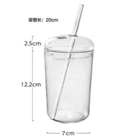 Gobelet en verre borosilicate avec couvercle et paille 16oz, transparent, réutilisable, pour café glacé, matcha, smoothie, jus, et comme article de voyage