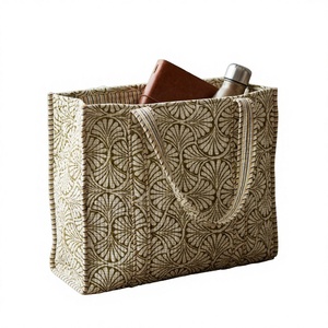 Indian Hand Block Print Quilted Cotton Tote <b>Bag</b> Large Capacity Women <b>Boho</b> Shoulder <b>Bag</b> Reusable Eco Friendly Summer Autumn - Product Image 1