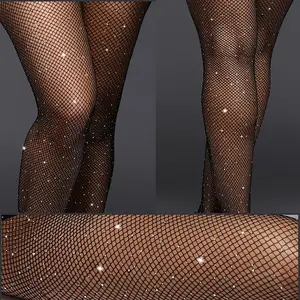 Partito femminile sottile strass maglia Nylon calze collant calze a rete diamante collant moda femminile calze lucide