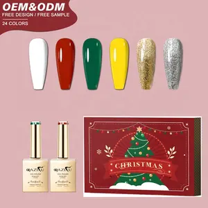 Luxurious gold bottle Hot Selling Christmas gel suit collection 6 color set box high end gel nail polish with unique color book