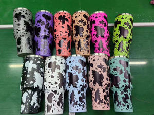 ถ้วยกาแฟสแตนเลสพิมพ์ลายเสือดาว8สี40ออนซ์พร้อมฝาและหลอดพิมพ์ลายวัวตะวันตก - Product Image 5