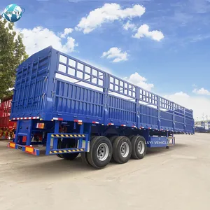 LUYI 60tons tri-axles electric car van cargo box transport Side Wall Truck Trailer for sale