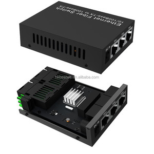 Transceptor Óptico Ethernet 10/100Mbps 2 SC con 3 Puertos RJ45, Conmutador de Fibra, Conversor de Medios Ópticos - Product Image 1