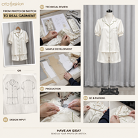Ensemble de pyjama pour femmes en satin ivoire, manches bouffantes courtes, col cranté, bordure verte, OEM, étiquette privée, vente en gros