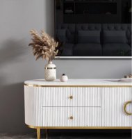 Meubles de salon design moderne table centrale en pierre base en acier inoxydable marbre rond