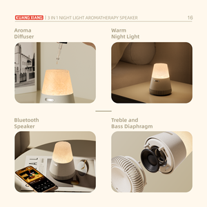 KUANGXIANG Salon Chambre Décoration Cristal Pierre Huile Essentielle Diffuseur Petits Haut-parleurs de Musique avec Lampe d'Ambiance Chaude - Product Image 6