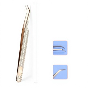Wholesale Gold-Color Stainless Steel Pointed <b>Long</b> Pin <b>Nose</b> Tweezers Durable Private Label Eyelash Beauty Tools High Volume - Product Image 5