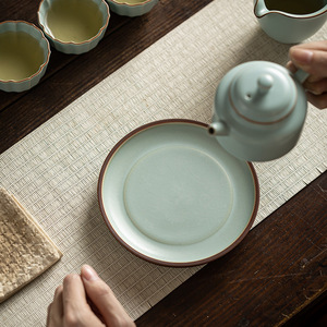Ru Ware Teapot Stand Ceramic Traditional Chinese Style For Kung Fu <b>Tea</b> <b>Set</b> Dry Brewing Table Household Use - Product Image 1