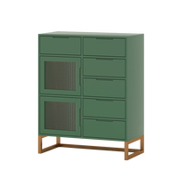 Ensemble de chambre à coucher rustique moderne en bois foncé vert avec armoires de bureau de vanité armoire Table de chevet commode pour meubles de chambre