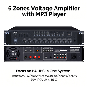 Amplificateur de puissance <span class=keywords><strong>6</strong></span> zones avec <span class=keywords><strong>6</strong></span> boutons de volume séparés 100V 70V 4-16 ohms, amplificateur de mixage audio professionnel - Product Image 1