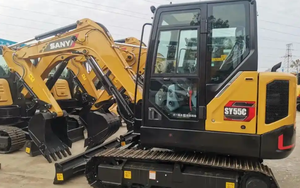 Mini-excavatrice SANY SY55C d'occasion, modèle 2022, godet de 0,21 m, puissance de 36 kW, moteur d'origine Sany, 5,5 tonnes, moteur, boîte de vitesses, pompe - Product Image 4