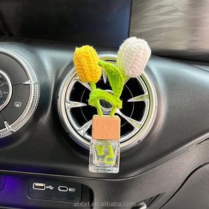 Women's Cute Crochet Pot Dashboard Decorations Shaking Rose Sunflower Tulip Car Accessories <b>Graduation</b> Father's Day Halloween - Product Image 6