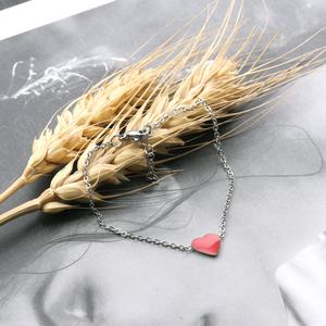 Gold Chain <b>Bracelet</b> with <b>Red</b> Heart Pendant Stainless Steel Jewelry Sets Design for Women in Wholesale - Product Image 6