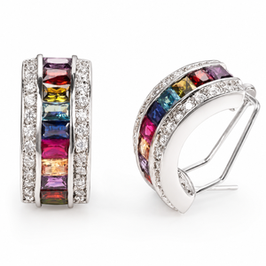 Orecchini a Cerchio Arcobaleno per Donne, Gioielli Eleganti e Colorati per Uso Quotidiano - Product Image 5