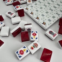 Jeu de Mahjong Américain en Acrylique Multicouche Rouge Vin, Motif Chinois Classique, Jeu de Société pour Fêtes Familiales, Cadeau, Stock US