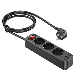 Hoco ns2 soquete de extensão 4000w, cabo de extensão de 3 * usb 5v 2.4a saída eu ger, alta potência