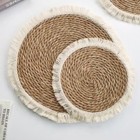 Sets de table en herbe naturelle - Napperons tissés épais résistants à la chaleur pour casseroles chaudes, tables à manger et décoration de cuisine