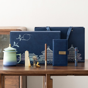 Cuaderno de Regalo De La Ciudad Prohibida de estilo chino, juego de regalo de negocios, marcapáginas, taza de té, juegos de regalo corporativos únicos con logotipo - Product Image 1
