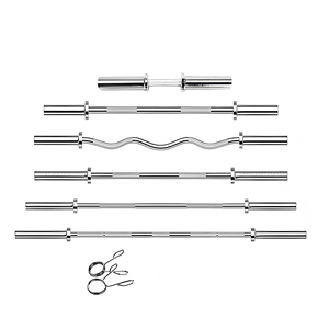 Barre d'haltères et ensemble de plaques d'haltères en acier au carbone 45 plaqué électrolytiquement pour hommes RJ, modèle DXTY-GLG pour la musculation à domicile - Product Image 1