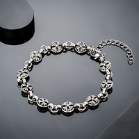 Bracelet chaîne gourmette vintage en acier inoxydable avec croix chrétienne en zircon, bijou gothique en alliage de zinc, cadeau