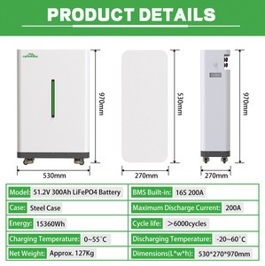 Pack de Batteries Solaires au Lithium LiFePO4 CERRNSS 48V 300Ah 200Ah 150Ah 100Ah, Batterie de Stockage d'Énergie Domestique LiFePO4 10kWh 15kWh 48V 300Ah - Product Image 3