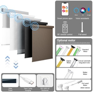 Electric Built-In Blackout <strong>Light</strong> Filtering Tuya Signee Zigbee Smart Roller Blinds Commercial Window <strong>Shades</strong> for Office - Product Image 2