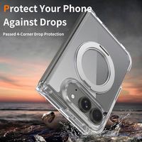 Étui de téléphone magnétique pliable transparent 2-en-1 avec support pivotant à 360° intégré, moulage par injection TPU, pour iPhone 18
