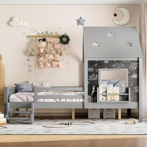 Cama Infantil con Diseño de Estrella, Ventana en el Techo, para Niños y Niñas Adolescentes, de Madera Maciza, Escaleras Bajas, Librería y <span class=keywords><strong>Pizarra</strong></span> - Product Image 1