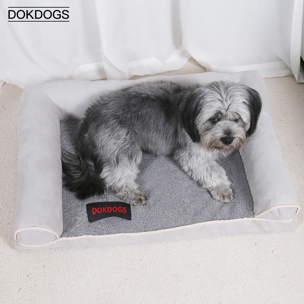 DOKDOGS New designer pet dog sofa bed fodera lavabile Pet Dog Bed Sofa Handle ortopedico Foam Bolster