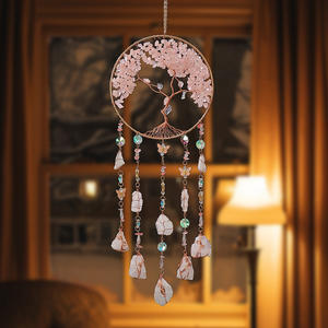 Pietra naturale di quarzo rosa di cristallo <span class=keywords><strong>Dreamcatcher</strong></span> di vento carillon Sun Catcher da parete per decorazione esterna - Product Image 3