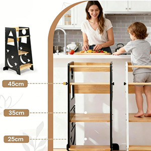 Wholesale Pine Wood <b>Height</b> <b>Adjustable</b> Kitchen Helper Step <b>Stool</b> High Load Capacity Kids Furniture - Product Image 2