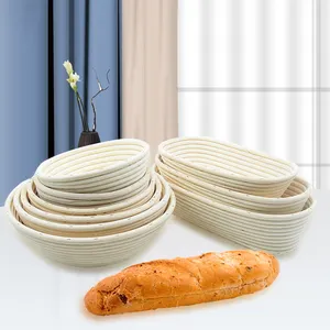 Ensemble de paniers à pain en acier inoxydable, 2 paniers à pâte ronds de 9 et 10 pouces ovales en forme de canne avec Lame à pain