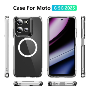 Nouvelle coque de téléphone <span class=keywords><strong>portable</strong></span> transparente en PC TPU avec anneau magnétique et bouton métallique indépendant pour Motorola/Moto G Series - Product Image 3