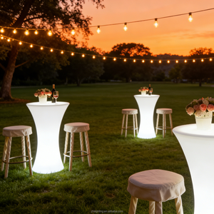 Mesa de <span class=keywords><strong>Bar</strong></span> LED Recargable e Impermeable, Mesa Alta Luminosa para Jardín, <span class=keywords><strong>Bar</strong></span>, Fiestas y Eventos al Aire Libre - Product Image 2