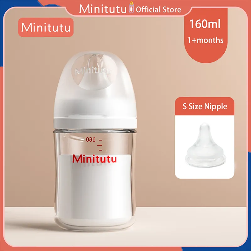 Minitutu Glass Feeding Bottle pombo mesmo estilo Recém-nascido Straight ArcFor 0 ~ 6 + Meses BPA Livre