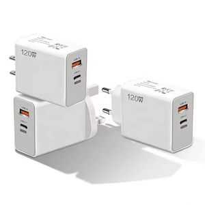 120W GaN Dual <b>USB</b>-A Type C <b>Wall</b> Charger Quick Charge 2 Ports QC 3.0 PD <b>USB</b> C Fast Charging Mobile Phone Power Adapter - Product Image 2