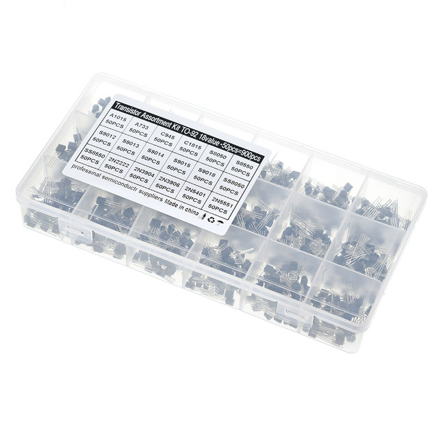 900pcs 18Values TO-92 Transistor Assorted Kit 2N555N 2N5401 2N3906 2N3904 2N2222 SS8550 S9015 S9012 S8050 2SA733 2SA1015 S9014