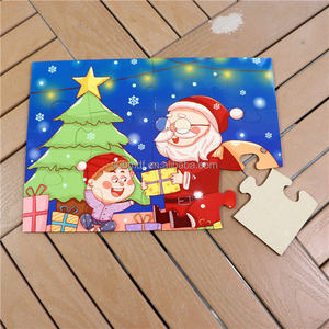 批发12件定制儿童中密度纤维板升华拼图可打印空白拼图儿童促销木制玩具 - Product Image 5