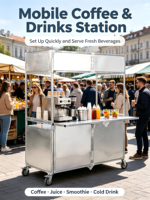 Chariot alimentaire pliable robuste, stand de restauration de rue portable avec comptoir, stand de concession pliable à montage rapide pour les marchés